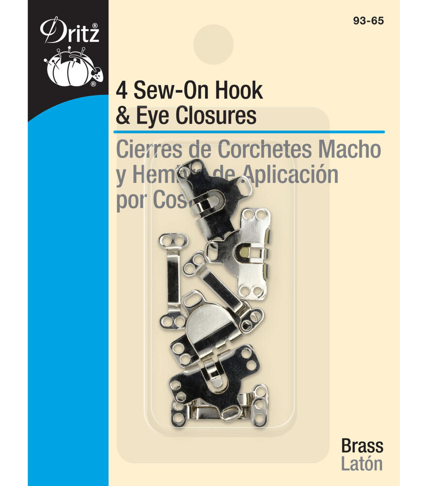 4 Sew On Hook &amp; Eye Closures Assorted