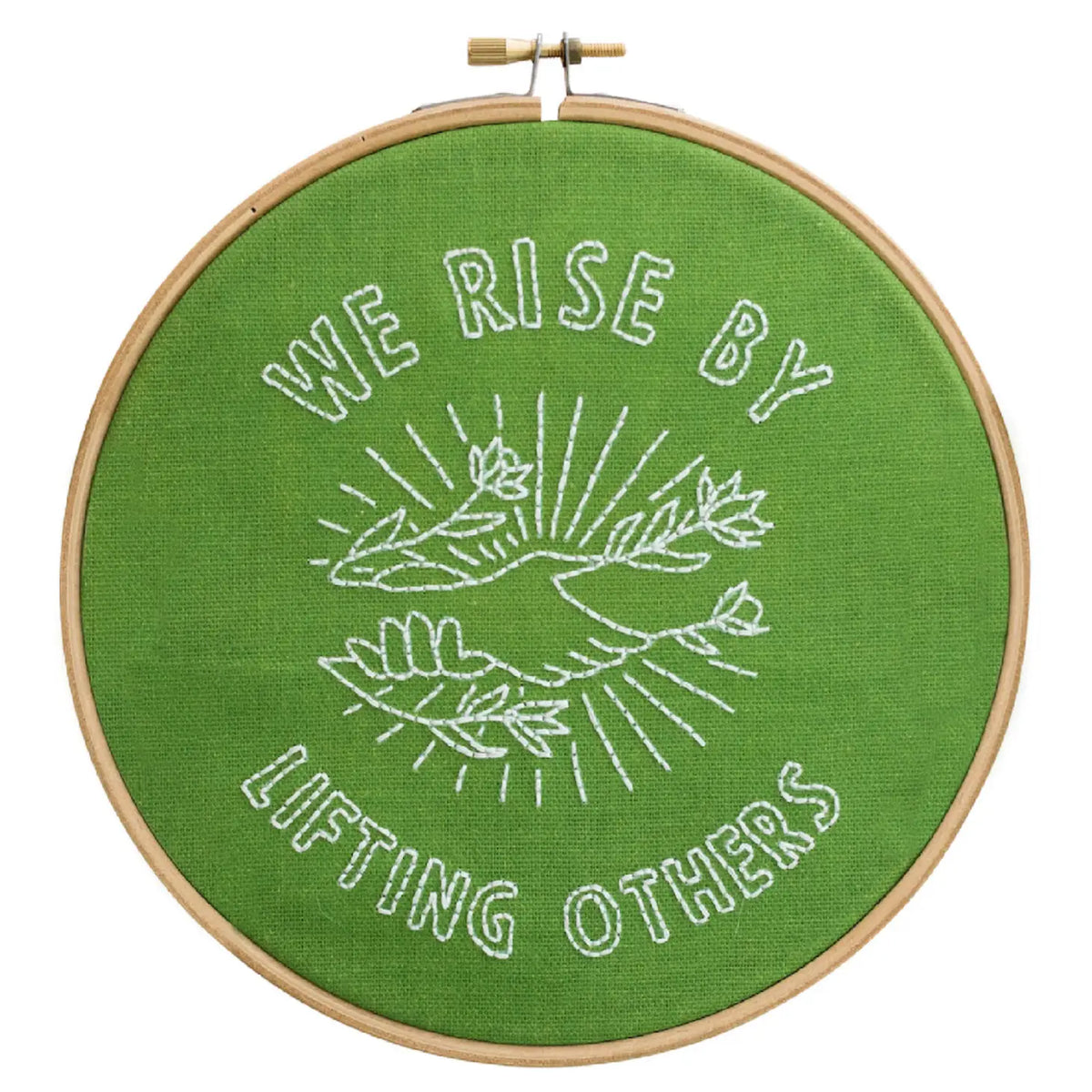 We Rise By Lifting Others Embroidery Kit in Green
