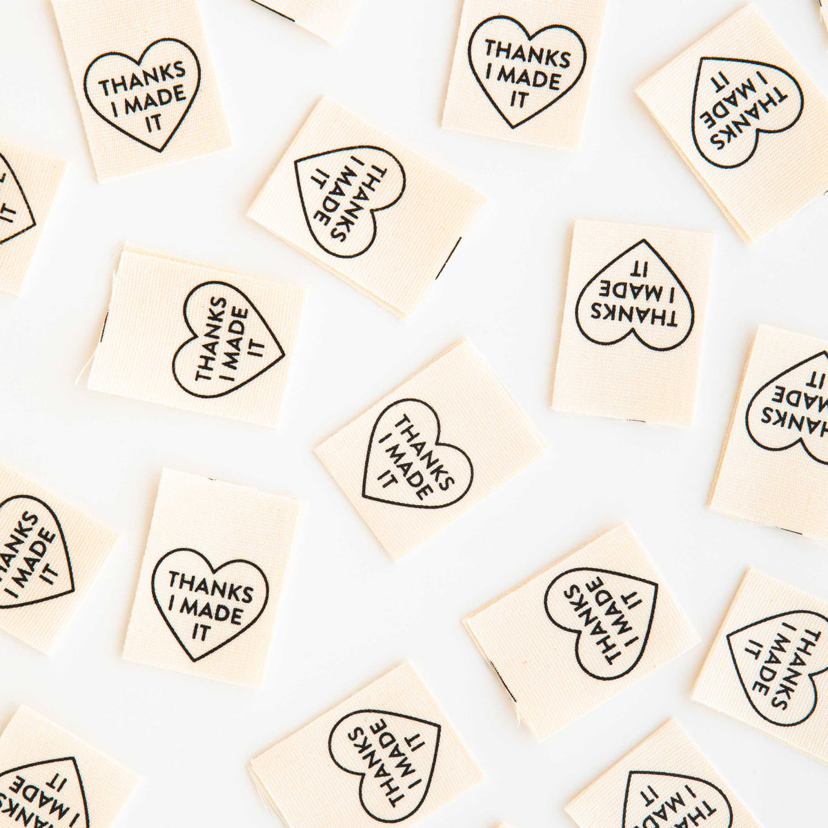 Thanks I Made It Heart Organic Cotton Sewing Labels