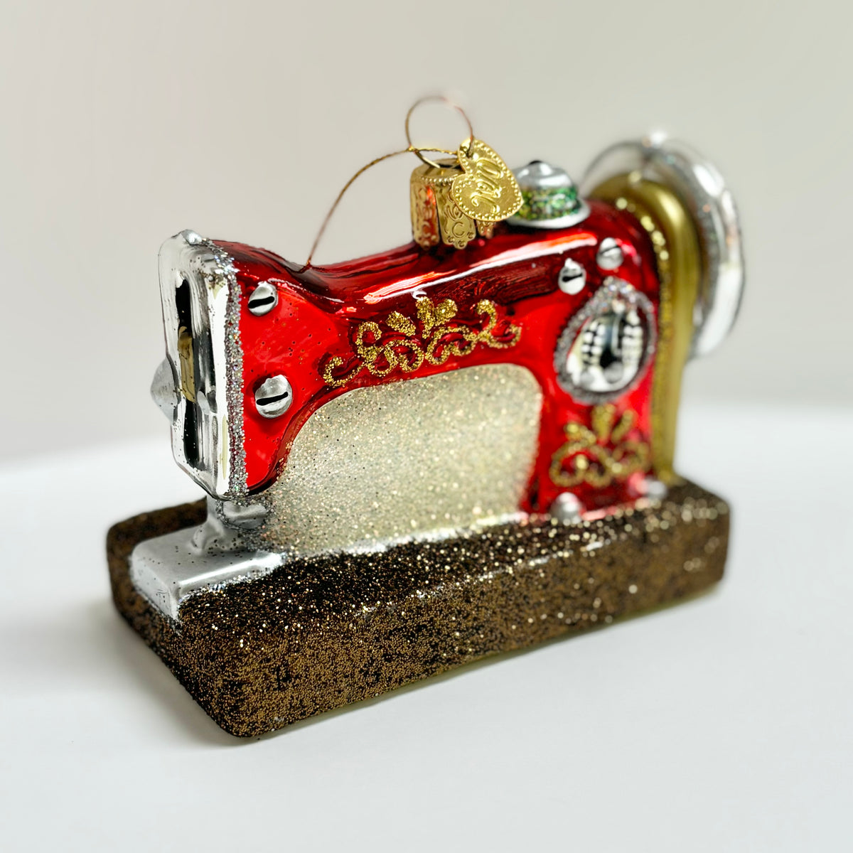 Blown Glass Sewing Machine Ornament