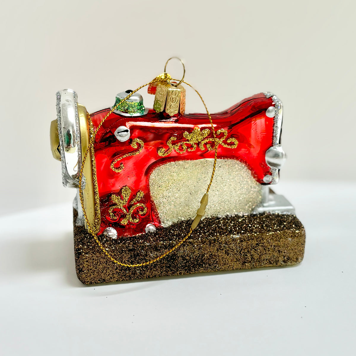 Blown Glass Sewing Machine Ornament