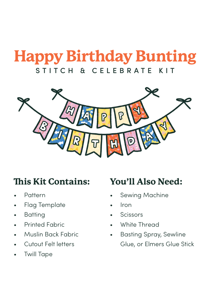 Happy Birthday Bunting Pattern &amp; Kit