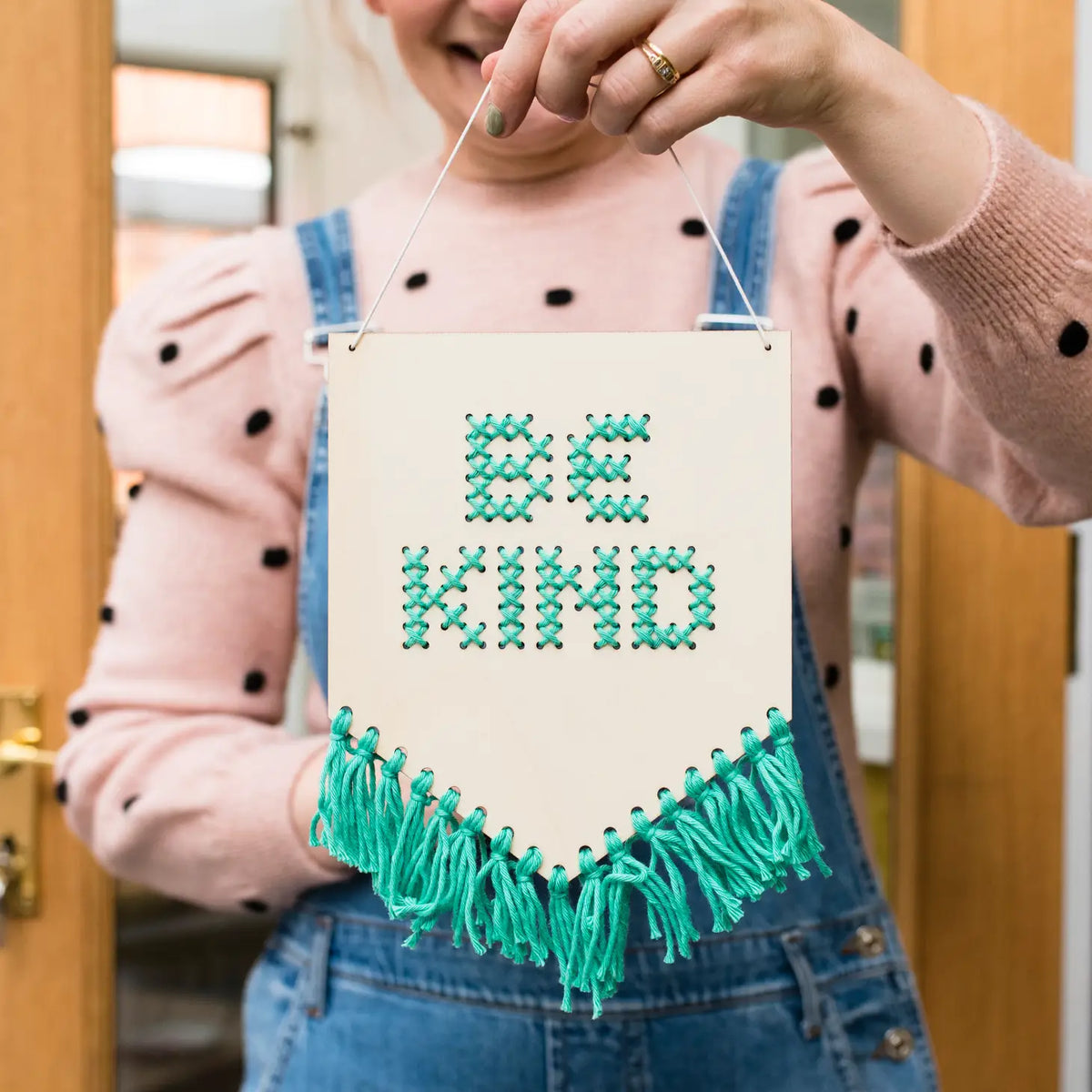 Be Kind Tasseled Embroidery Board Kit in Green