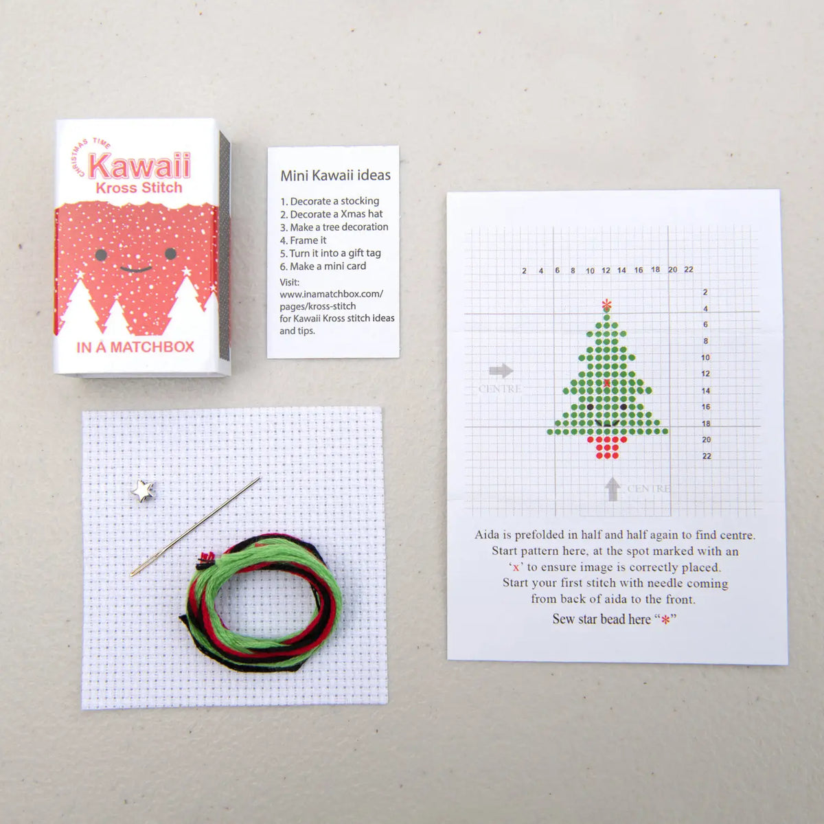 Christmas Tree | Kawaii Kross Stitch in a Matchbox