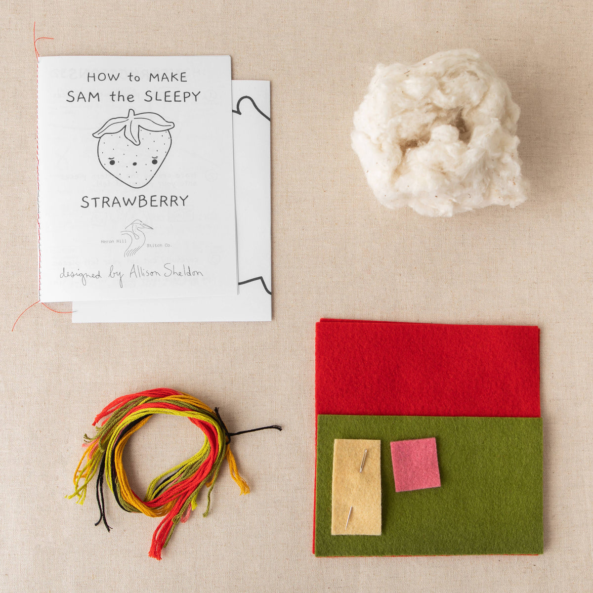 Sam the Sleepy Strawberry Kit | Heron Hill Stitch Co.