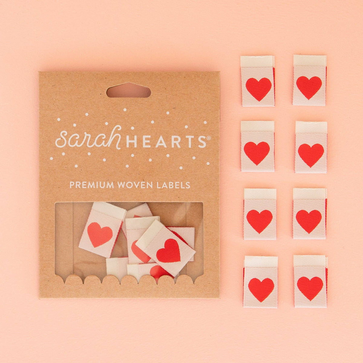 Red Heart Woven Sewing Labels | Sarah Hearts