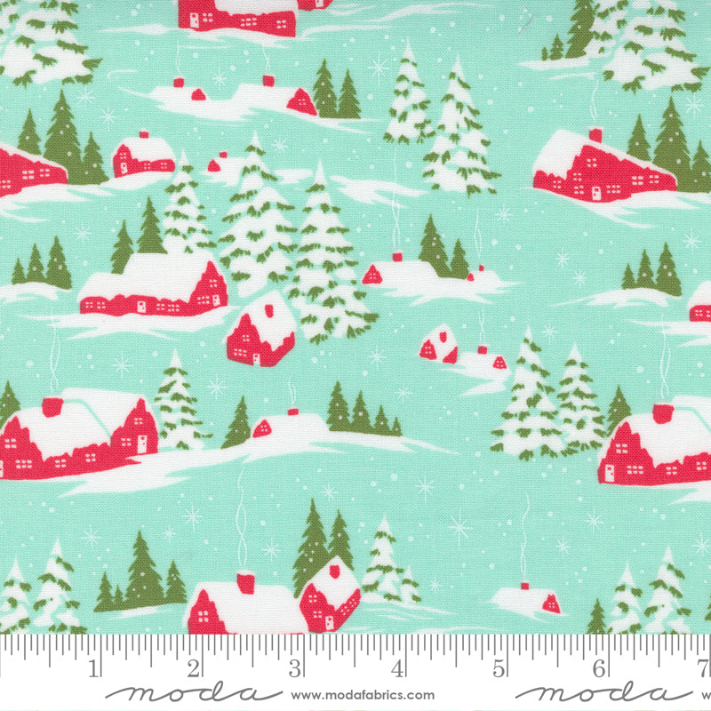 Snowed in Landscape in Aqua | Merry Little Christmas | Camille Roskelley | Moda