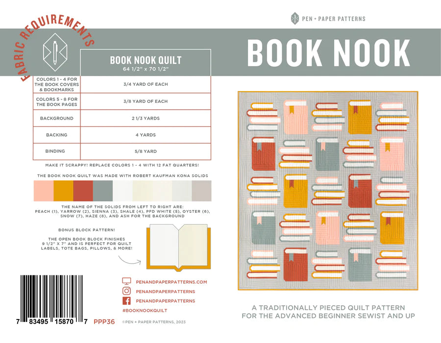 Book Nook Quilt Pattern | Pen + Paper Patterns