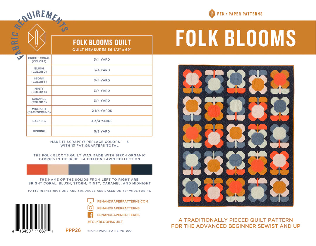 Folk Blooms Quilt Pattern | Pen + Paper Patterns