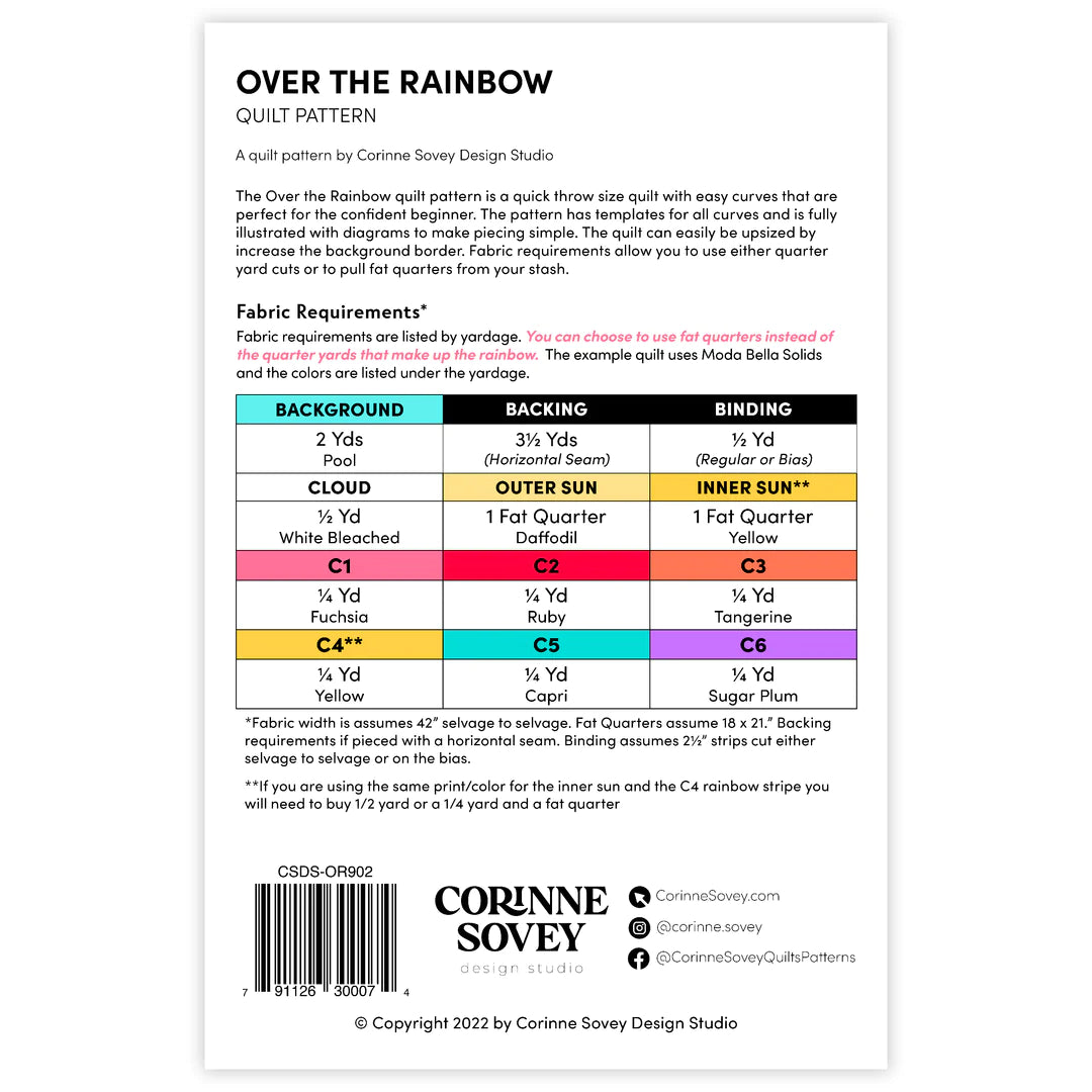 Over The Rainbow Quilt Pattern | Corinne Sovey