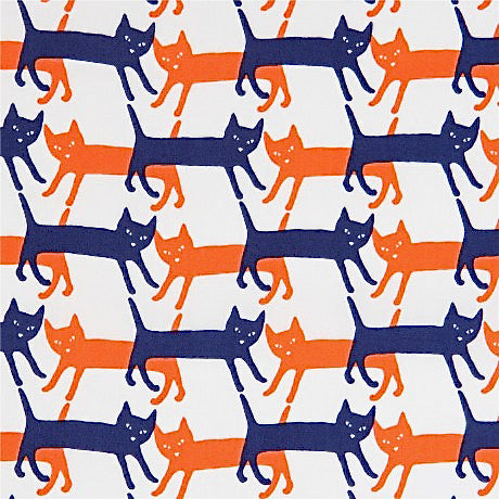 Orange and Blue Cats on White | Mini Prints | Robert Kaufman