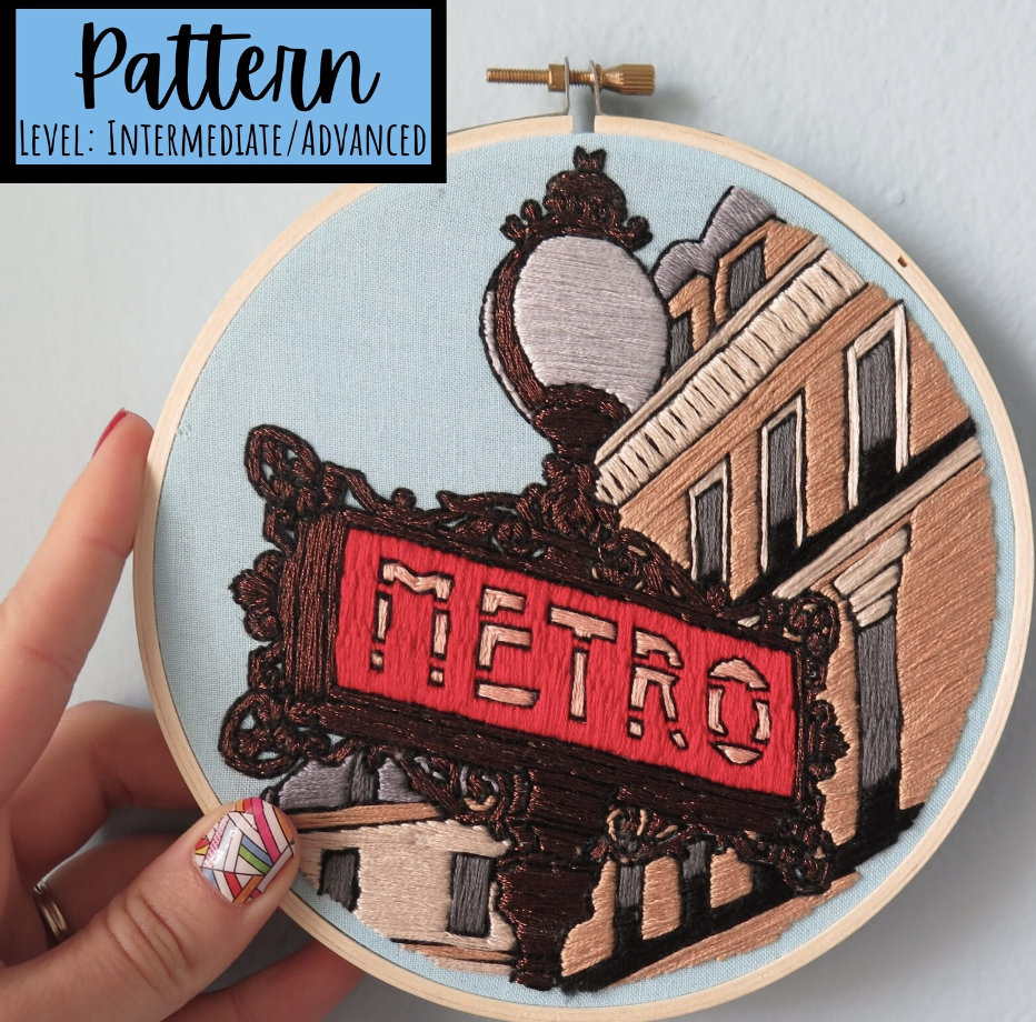 Paris Metro Embroidery Pattern |  The Creative Weasel
