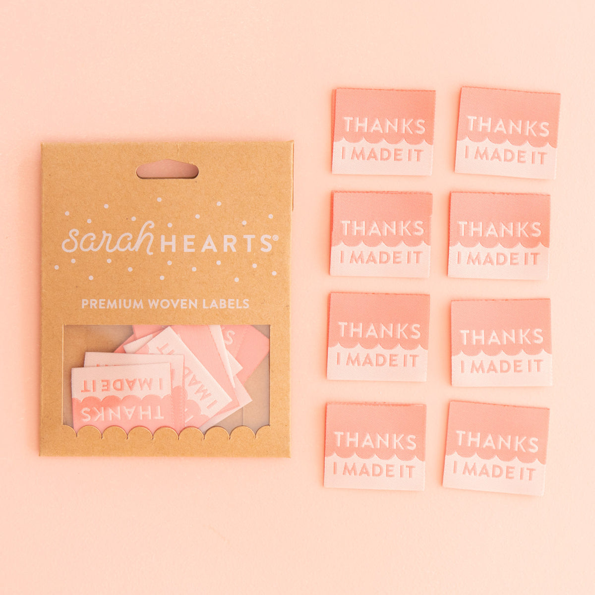 Coral &quot;Thanks I Made It&quot; Sew-in Labels | Sarah Hearts