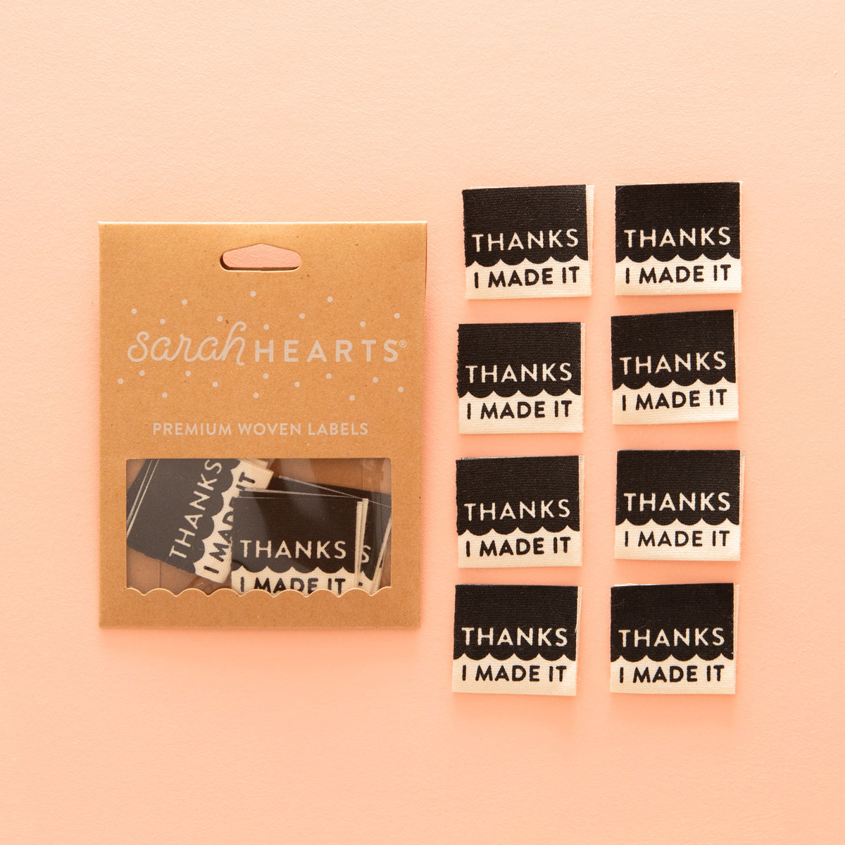 Black &quot;Thanks I Made It&quot; Organic Sew-in Labels | Sarah Hearts